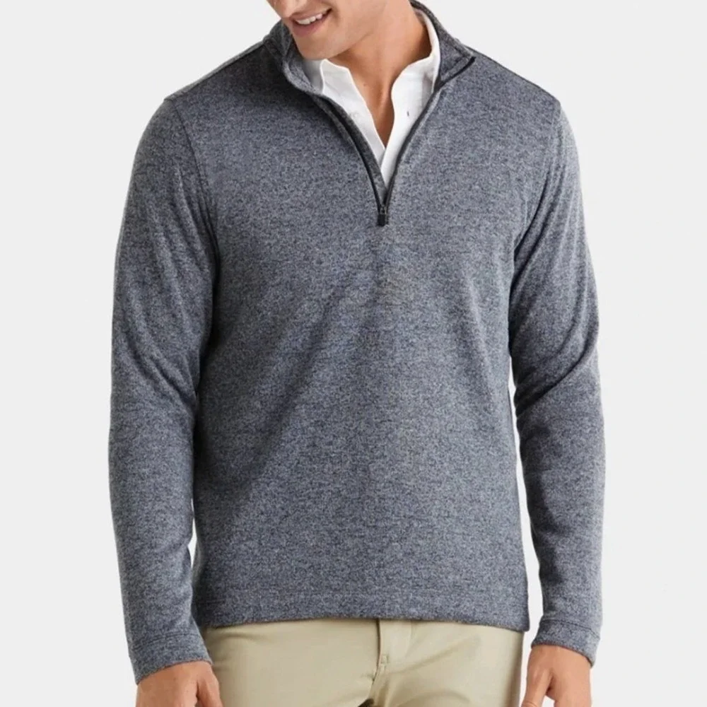 RHONE Mens Commuter Quarter 4 Zip Pullover Sweatshirt Gray Heathered Size L